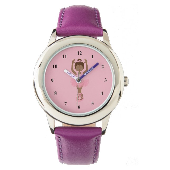 Beautiful Purple African American Ballerina Watch (Front)