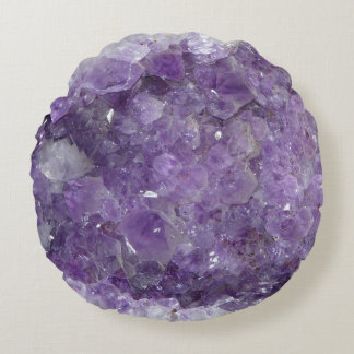Beautiful Purple Amethyst Healing Crystals Round Cushion