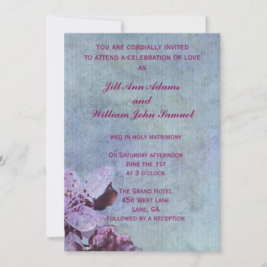 Beautiful purple and blue floral wedding invitation | Zazzle.co.uk