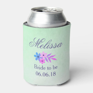 Beautiful Purple and Green Floral bridal shower Can Cooler