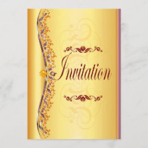 Beautiful purple and orange in gold Invitation