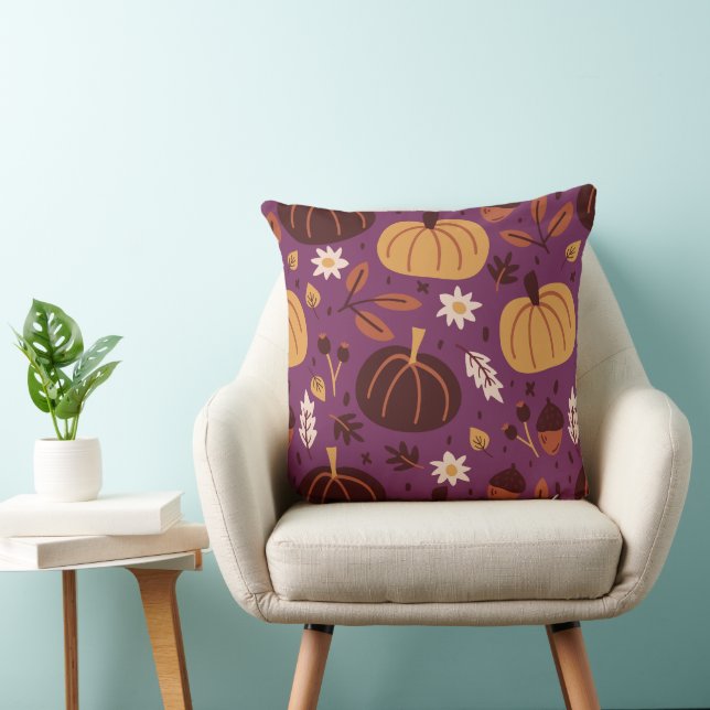 Beautiful Purple and Orange Pumpkin Pattern   Cushion (Chair)