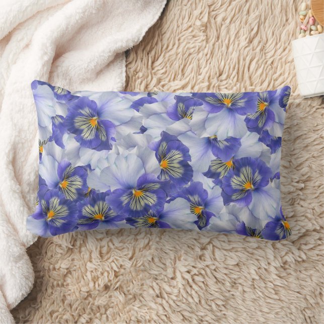 Beautiful Purple and Violet Pansy Flowers  Lumbar Cushion (Blanket)