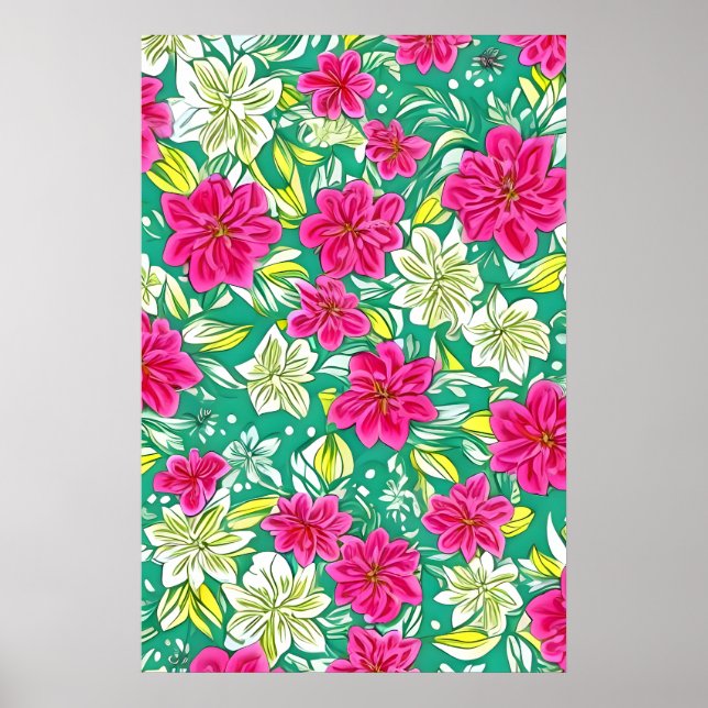 Beautiful purple and white lily flowers poster (Front)