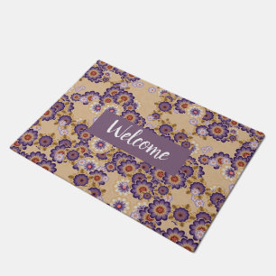Beautiful Purple and Yellow Floral Graphic Doormat