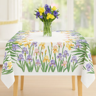 Beautiful Purple and Yellow Irises / Spring Flower Tablecloth