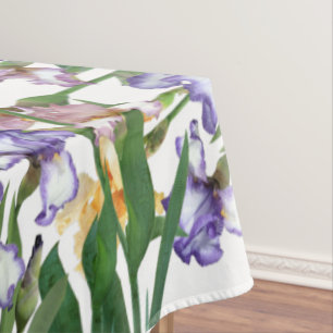 Beautiful Purple and Yellow Irises / Spring Flower Tablecloth