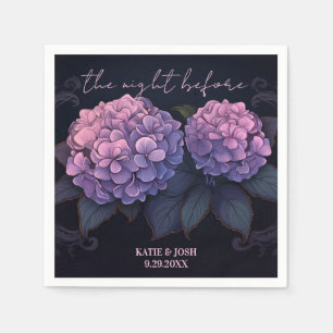 Beautiful Purple Black Hydrangea Rehearsal Dinner Napkin