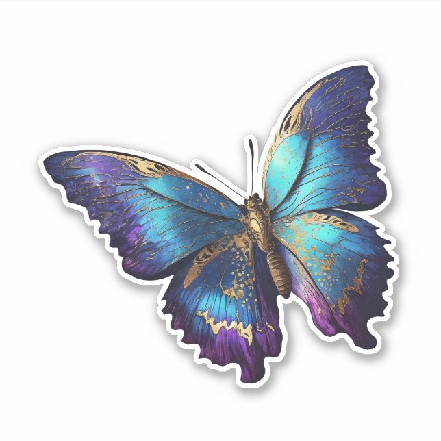 Beautiful purple blue butterfly with gold accents (Front)