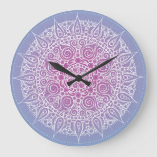 Beautiful Purple/Blue Oriental Design Large Clock