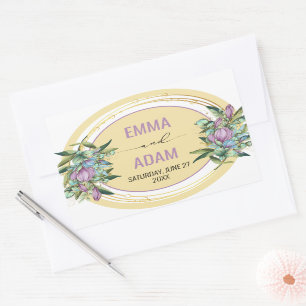 Beautiful Purple Botanical Wedding Rectangular Sticker