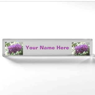 Beautiful Purple Buddleia Flowers Custom Nameplate