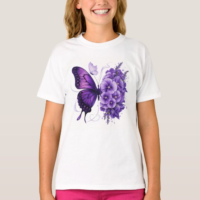 beautiful purple buttefly cute  T-Shirt (Front)