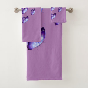 Beautiful Purple Butterflies Bath Towel Set