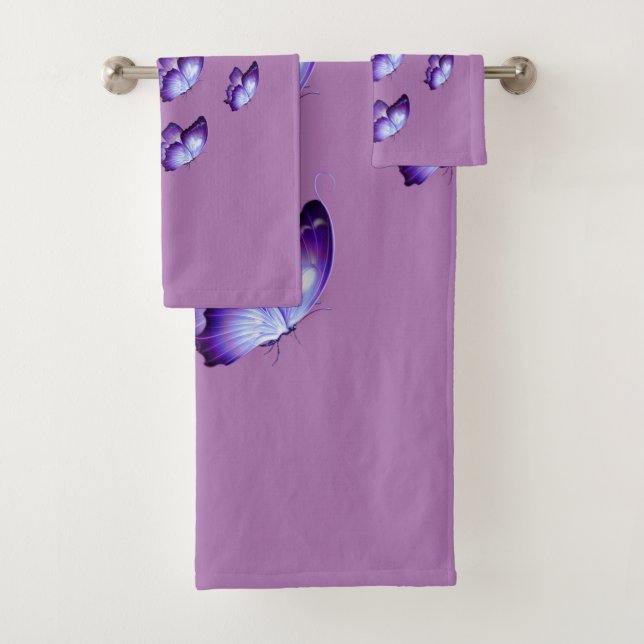 Beautiful Purple Butterflies       Bath Towel Set (Insitu)