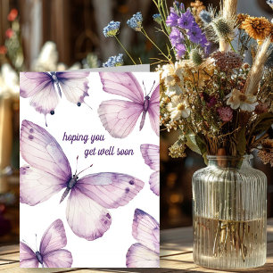 Beautiful Purple Butterflies GET WELL SOON Card