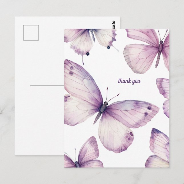 Beautiful Purple Butterflies THANK YOU Postcard (Front/Back)