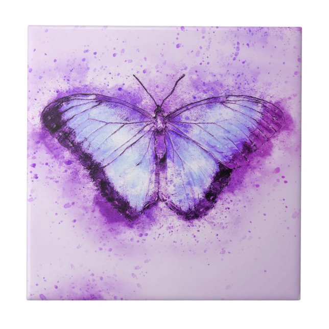 Beautiful Purple Butterfly Ceramic Tile (Front)