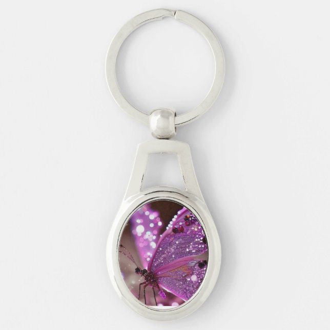 Beautiful purple butterfly designs. key ring (Front)