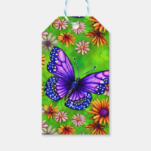 Beautiful Purple Butterfly Flower Meadow Gift Tags