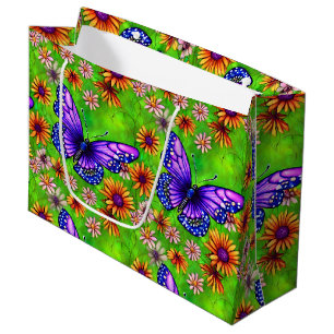 Beautiful Purple Butterfly Flower Meadow Large Gift Bag
