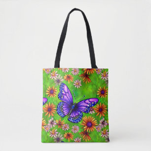 Beautiful Purple Butterfly Flower Meadow Tote Bag