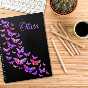 Beautiful Purple Butterfly Pop Art Olivia Name Notebook