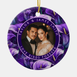 Beautiful Purple Calla Lilies Accent Botanical Wed Ceramic Tree Decoration