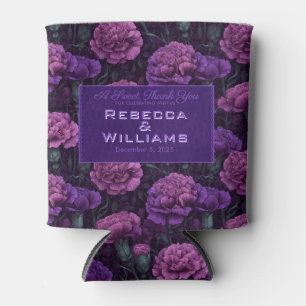 Beautiful Purple Carnation Greenery Wedding Can Cooler