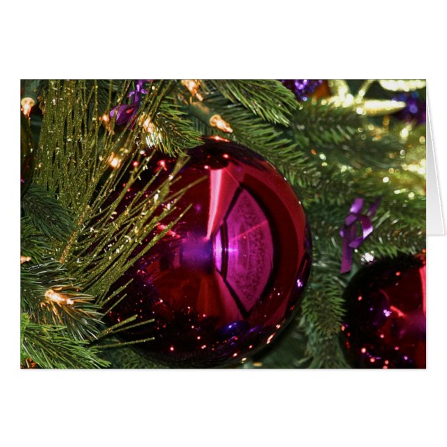 Beautiful Purple Christmas Ornament Card (Front Horizontal)