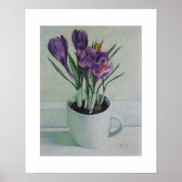 Beautiful purple crocus pretty floral art poster