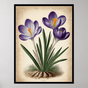 Beautiful Purple Crocus Sativus Flower Wall Poster