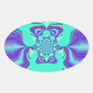 Beautiful Purple Cyan Iridescent Blue vector colou Oval Sticker