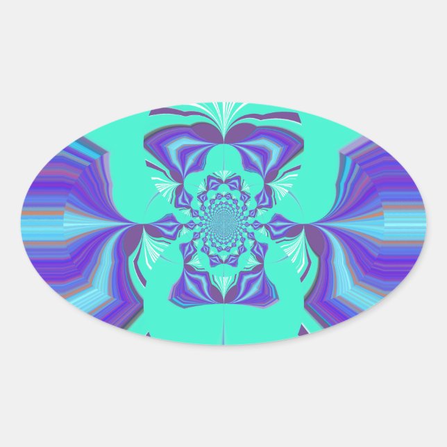Beautiful Purple Cyan Iridescent Blue vector colou Oval Sticker (Front)