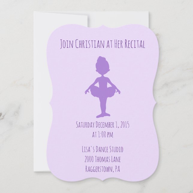 Beautiful Purple Dance Recital Invitation (Front)
