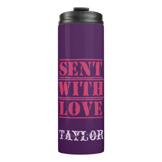 Beautiful Purple Design Sent with Love Customise Thermal Tumbler (Front)