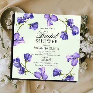 Beautiful Purple Floral Bridal Shower Invitation