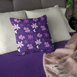 Beautiful Purple Floral Daisy Flower Pattern Cushion<br><div class="desc">Pretty royal purple and lavender flowers decorate this cute violet floral pattern with beautiful white hearts and cool shapes. Lovely throw pillow to go with bedding for a girls bedroom. Complete your fun,  feminine room with this look.</div>
