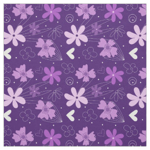 Beautiful Purple Floral Daisy Flower Pattern Fabric