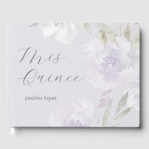 Beautiful Purple Floral Mis Quince Quinceanera Guest Book