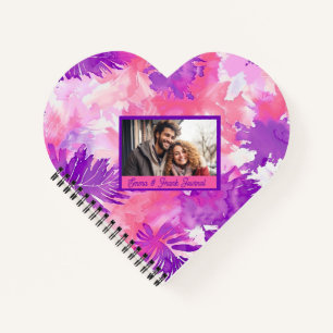 Beautiful Purple Floral Tie Dye Personalised Notebook