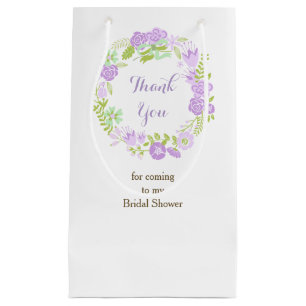 Beautiful Purple Floral Wreath Bridal Shower Small Gift Bag