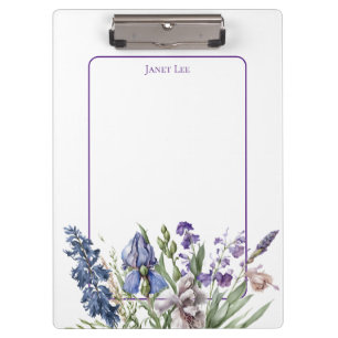 Beautiful Purple Florals and Purple Frame Clipboard