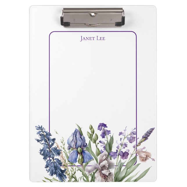 Beautiful Purple Florals and Purple Frame Clipboard (Front)