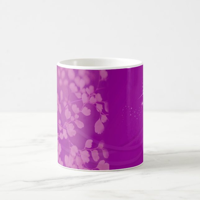 Beautiful Purple Flower Glitter Decorative Banner Coffee Mug (Center)