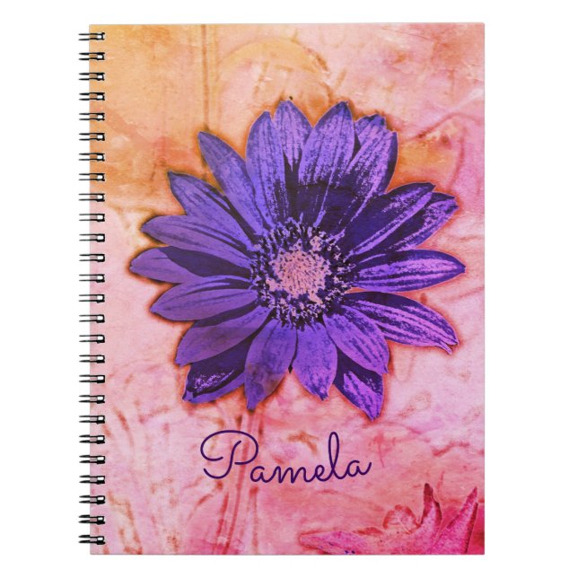 Beautiful Purple flower with Pink Background Notebook (Front)