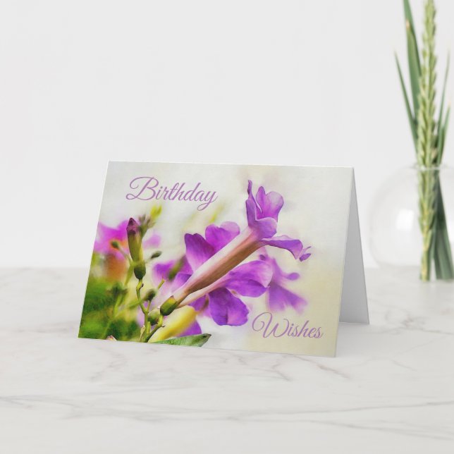 Beautiful Purple Flowers Birthday Card (Front)