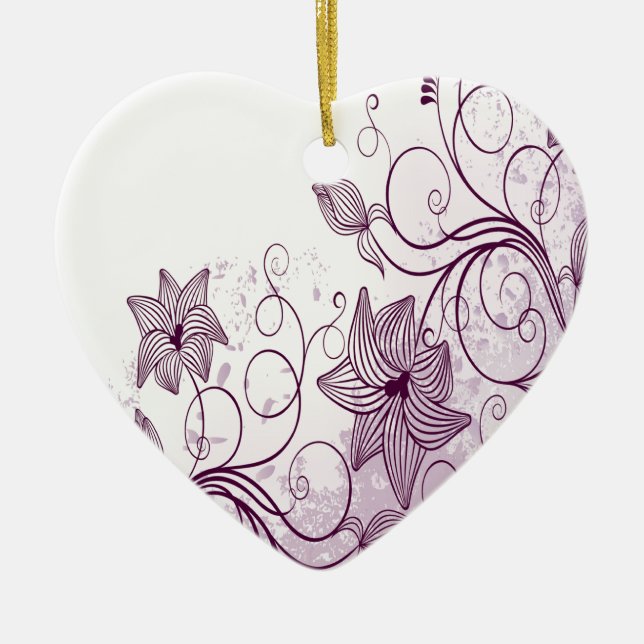 Beautiful Purple Flowers Ceramic Tree Decoration (Front)