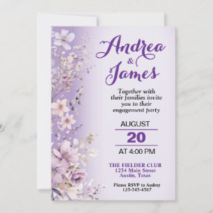 Beautiful Purple Flowers Engagement Party Invitation