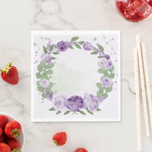 beautiful purple flowers green leaves botanical  n napkin (Insitu)